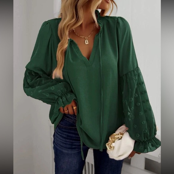 Boho Swiss Dot Oversized Blouse - Picture 8 of 16